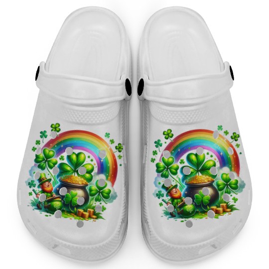 St. Patrick's Day Shamrock Pot Gold Rainbow Clogs