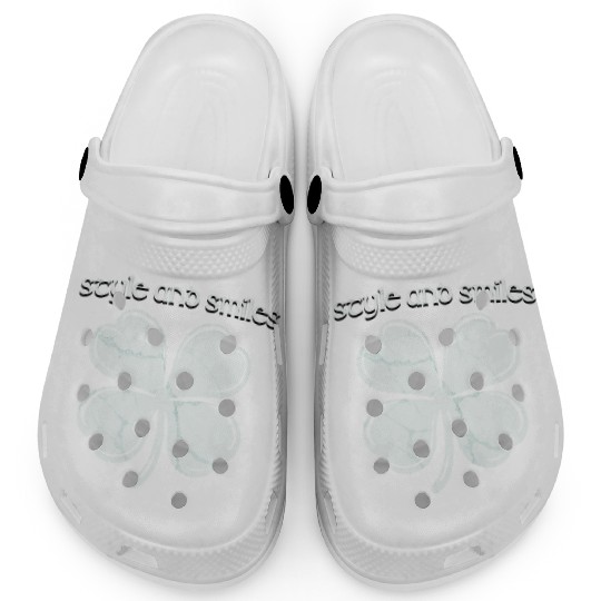 Style and Smiles Large Clover Graphic and Text Clogs
