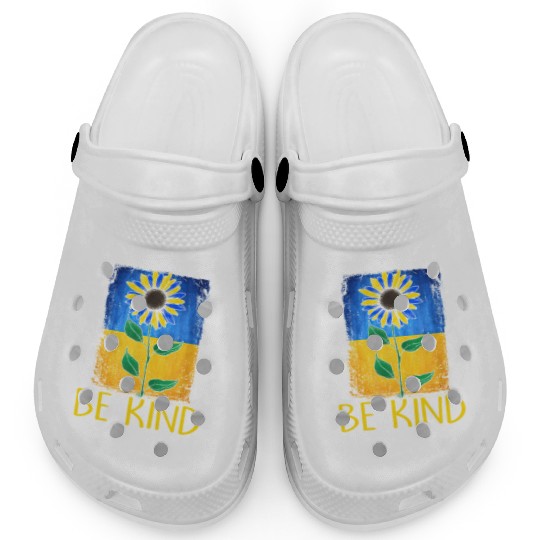 Be Kind Sunflower Ukraine Flag Clogs