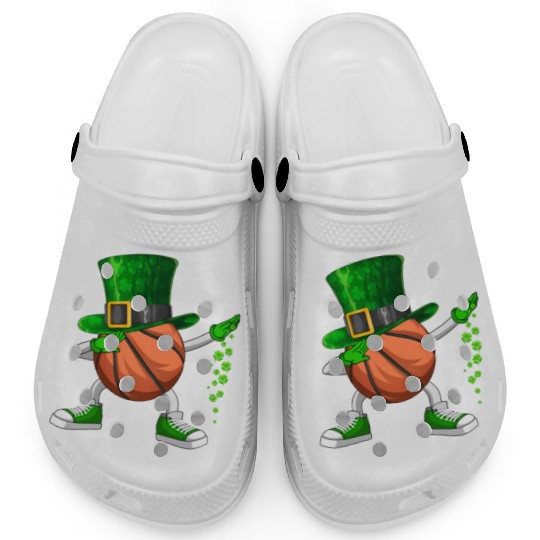 Funny Dabbing Shamrock Basketball St Patrick's Day Clogs