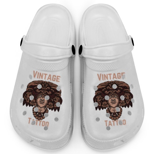 Vintage Tattoo Art – Aztec Warrior Design Clogs