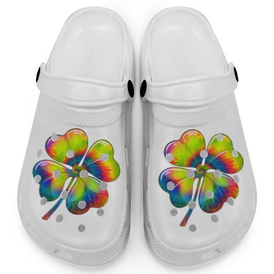 Tie Dye Shamrock Lucky Four Leaf Clover St Patrick Clogs