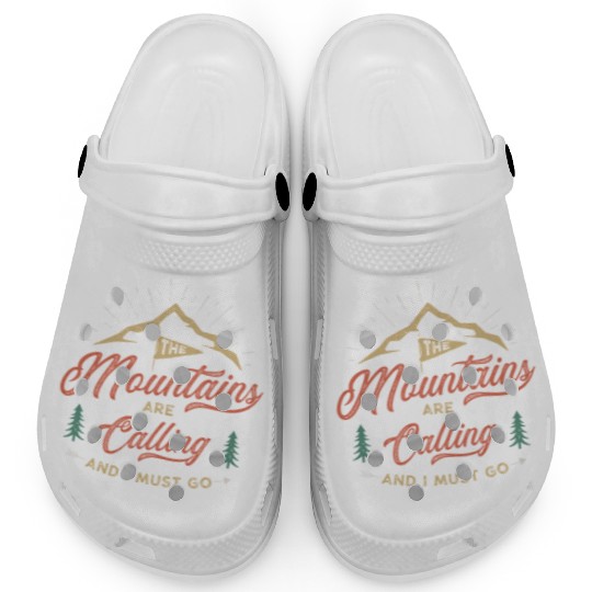 The Mountains Are Calling Vintage Design Clogs