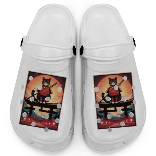 Japanese Cat Samurai Cat Clogs