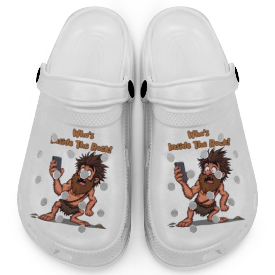 Funny Caveman – Stone Age Meets Modern Technology Clogs