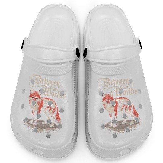 Between Two Worlds Dark Cottagecore Fox Art Clogs