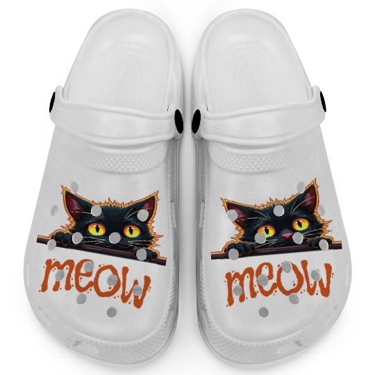 Neon Black Cat with Playful  Clogs