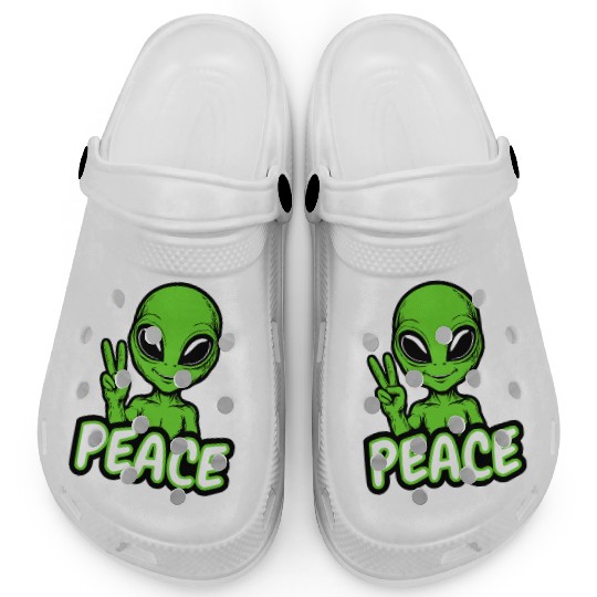 Grey Alien Peace Clogs