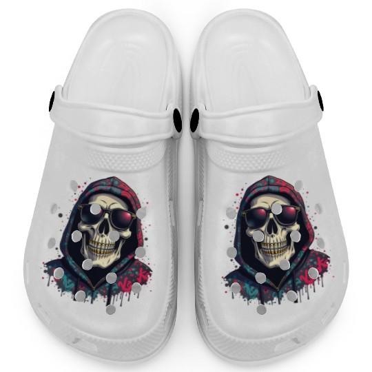 Gangster Skull Drip - Urban Streetwear Art Clogs