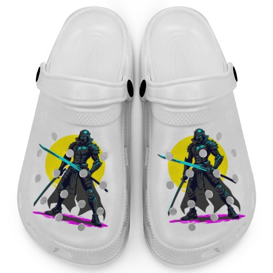 Cyberpunk Armored Samurai Neon Warrior Art Clogs