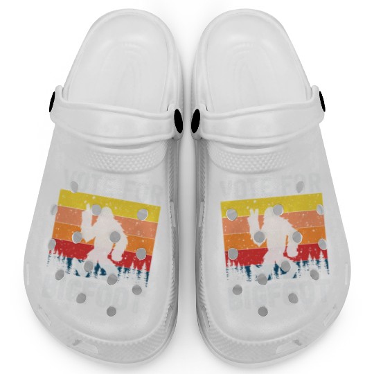 Vote For Bigfoot Funny Retro Graphic Novelty Clogs