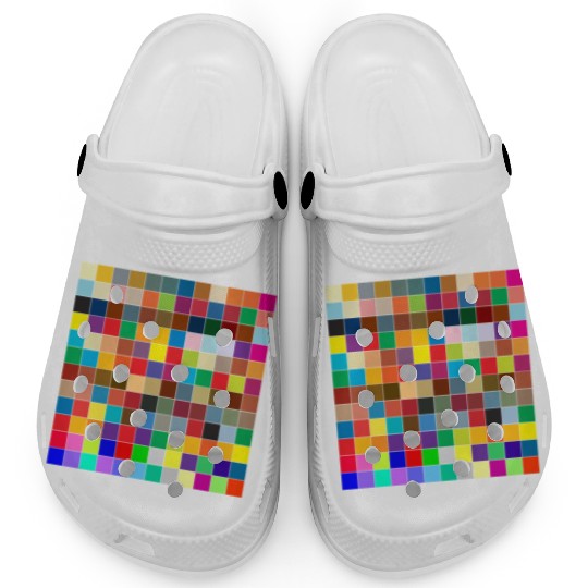 "Vibrant Multi-Color Square Box Design Clogs"