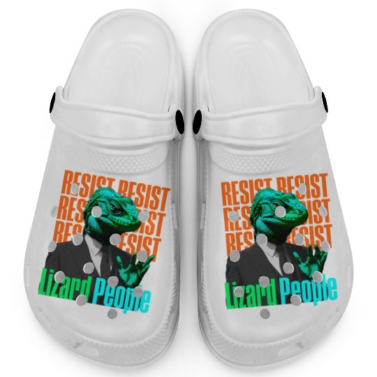 Resist Reptilians Lizard People Clogs