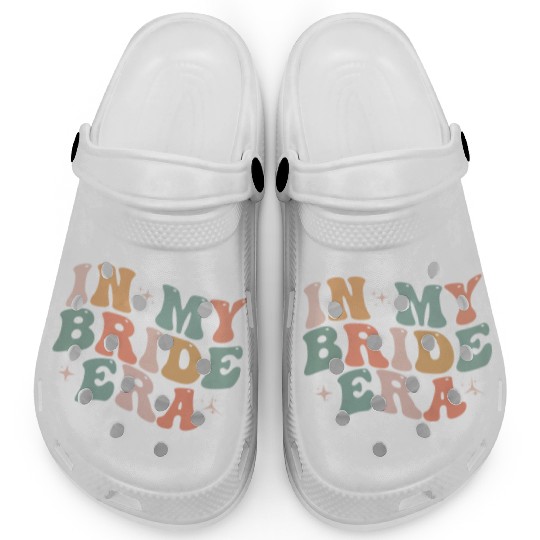 In My Bride Era Funny Groovy Wedding Engagement Clogs