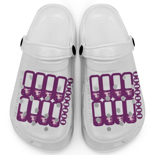 DIY School Sticker - Fantasy Unicorn Purple - 16 Clogs