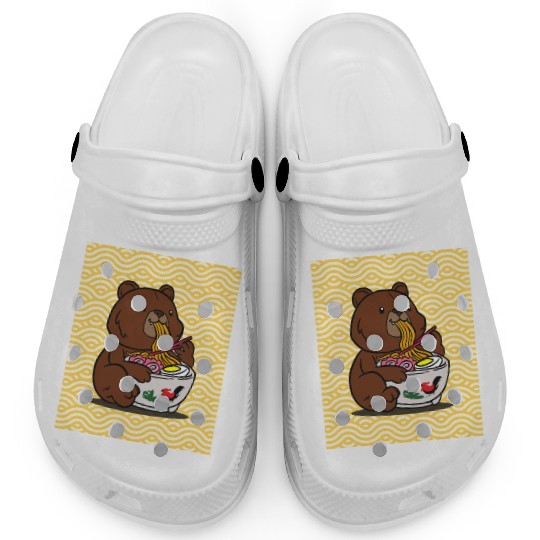 Cute Bear Ramen - Kawaii Cartoon Brown Bear Clogs