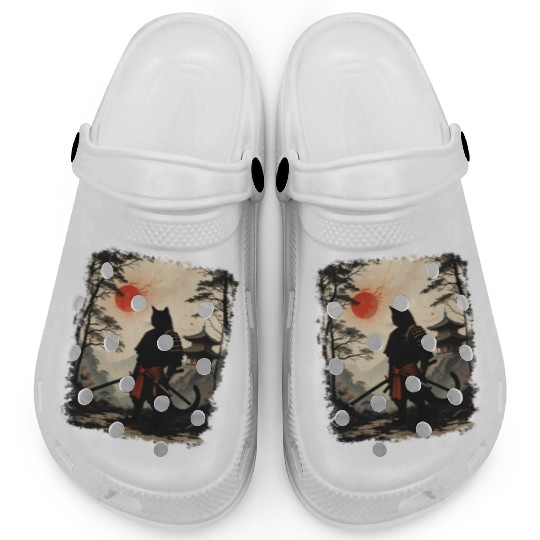 Samurai Cat Warrior Clogs Design