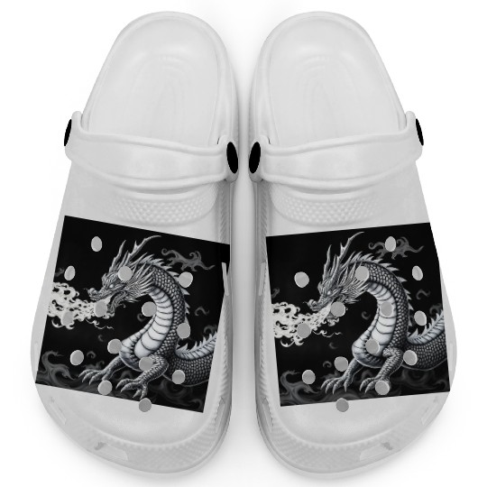 A classic dragon breathing fire Merch Clogs