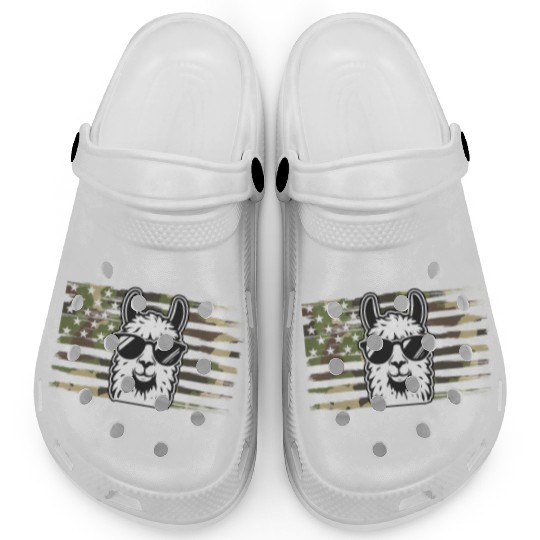 Llama Camouflage US Flag Llama Clogs