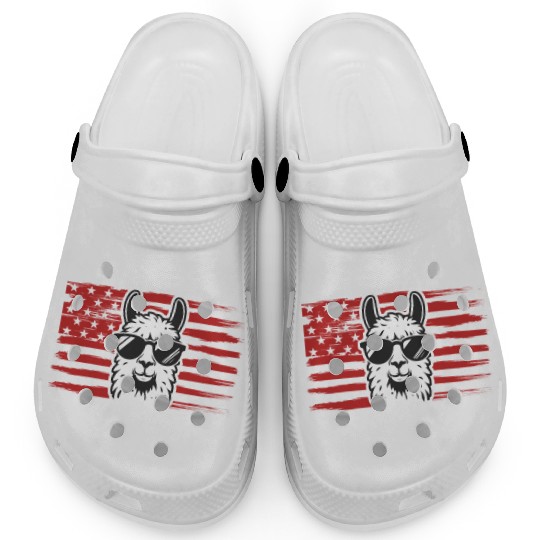 Llama US Flag Llama Alpaca Clogs