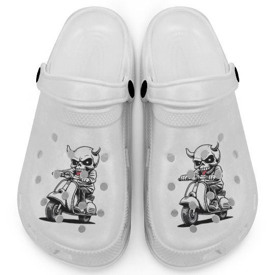 Born to Be Wild - Skull Devil on Scooter Clogs