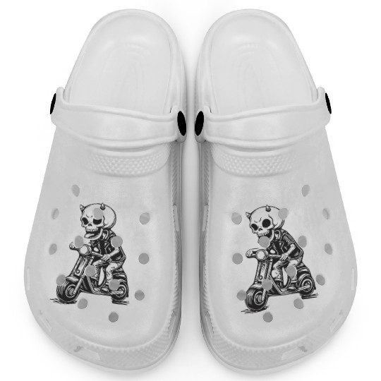 Born to Be Wild - Skull Devil on Scooter Clogs