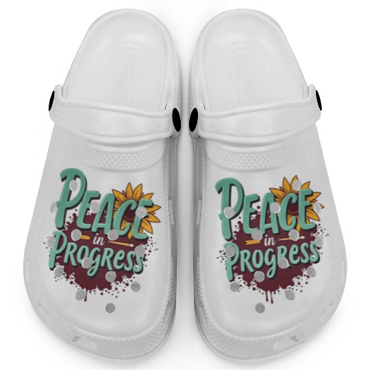 Inspirational Sunflower and Peace Message Clogs