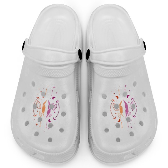 Lesbian Pride Mystical Crystal with Moons Clogs