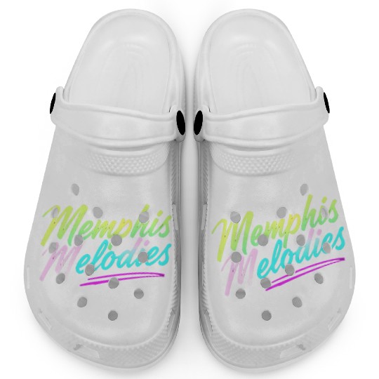 Memphis Melodies Pastel Vibrant Typography Art Clogs