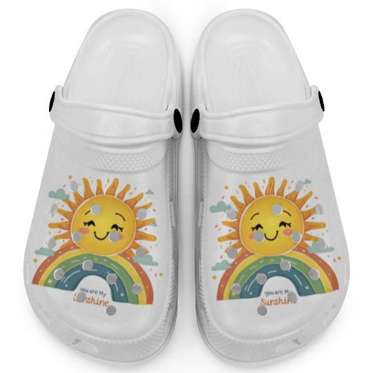 You Are My Sunshine – Happy Sun & Rainbow Design Clogs