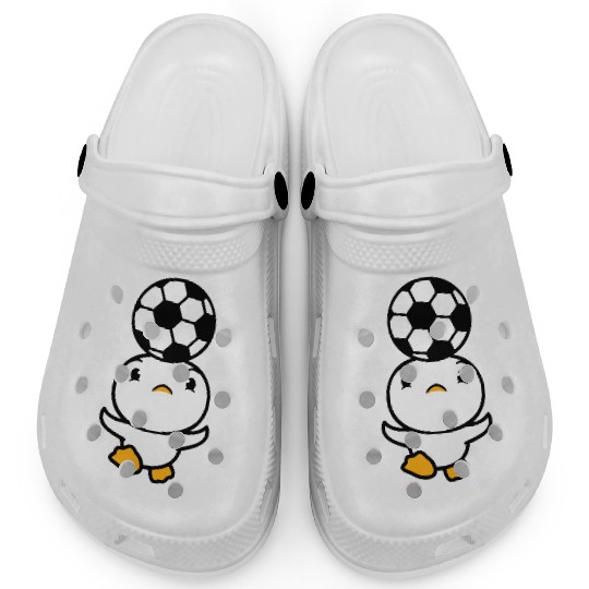 Duck Plays Soccer Header Ball Balancing Head Fun Clogs