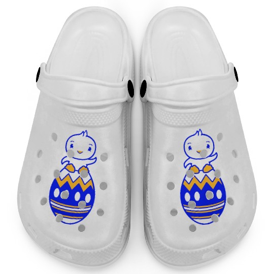Chick Sits On Giant Easter Egg Waving Easter Sweet Clogs
