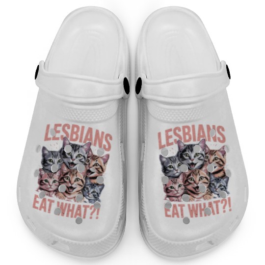Lesbians Eat What Funny Cat Lesbian LGBTQ Pride Clogs
