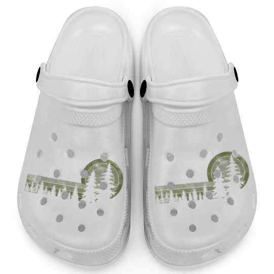 Minimalist Forest Sunset Illustration Clogs