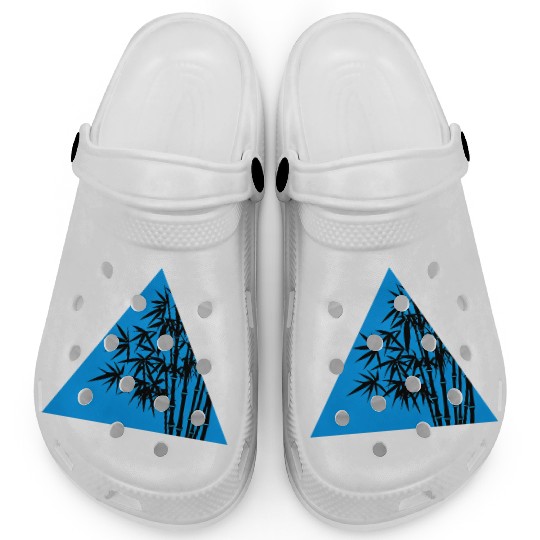 A Blue Triangle and Bamboo Clogs