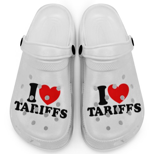 I Love Tariffs Red Heart Funny Trump Tariff Clogs