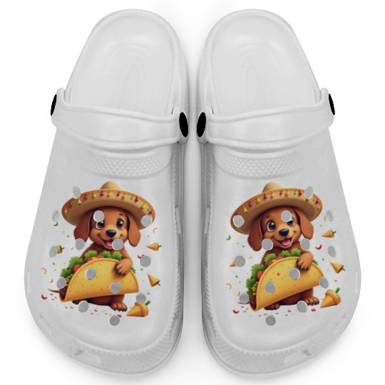 Taco Puppy Fiesta Sombrero Fun Cinco de mayo Clogs