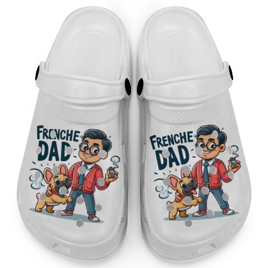 Frenchie Dad Cartoon Design Clogs
