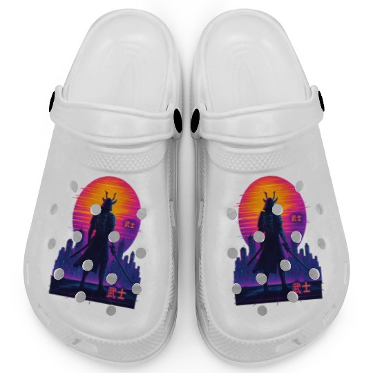 Neon Samurai - Cyberpunk Warrior Art Clogs