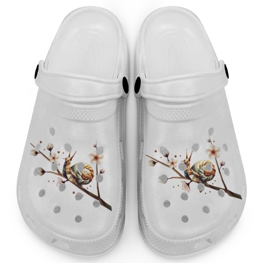 Snail on a Flowering Branch – A Spring Motif Clogs