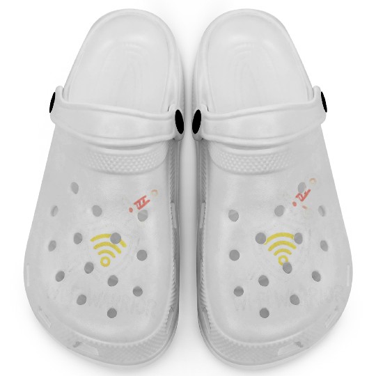 Wi-Fi Warrior Fun Tech Shield Design Nerd Tech Fun Clogs