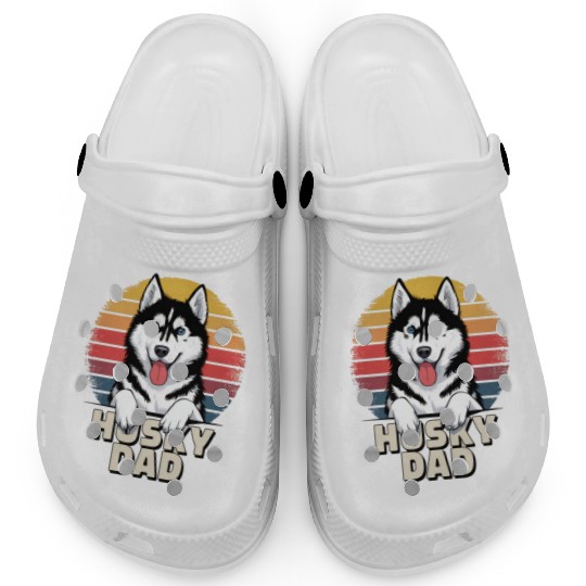 Husky Dad Retro Rainbow Design Clogs