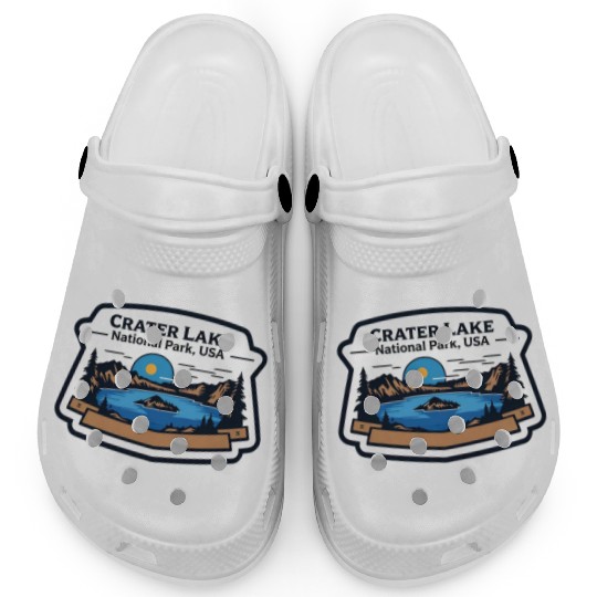 Crater Lake National Park Southern Oregon USA Logo Clogs