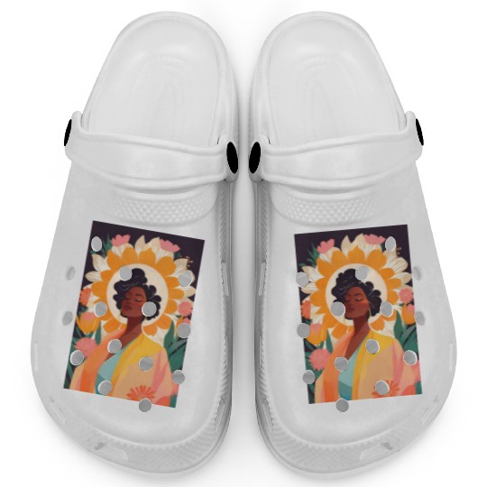 Black Woman, Serenity, Peace, Pastel Palette Illus Clogs