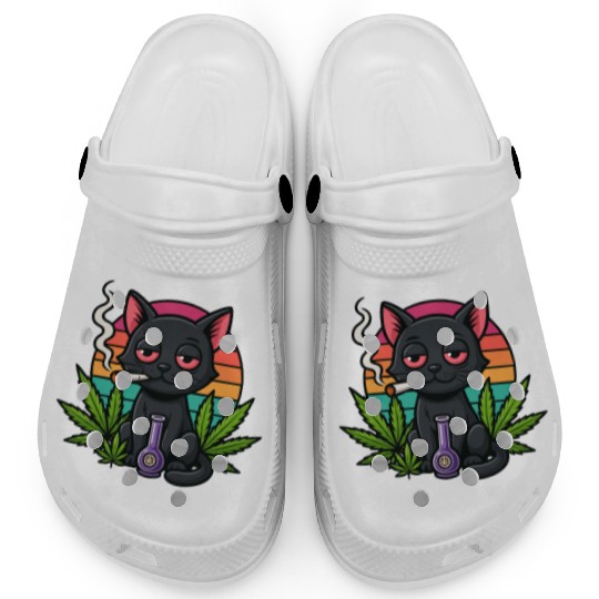Cute Cat Smoking Weed Clogs