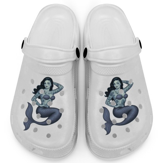 Old School Clasic Tattooed Mermaid Pinup Clogs