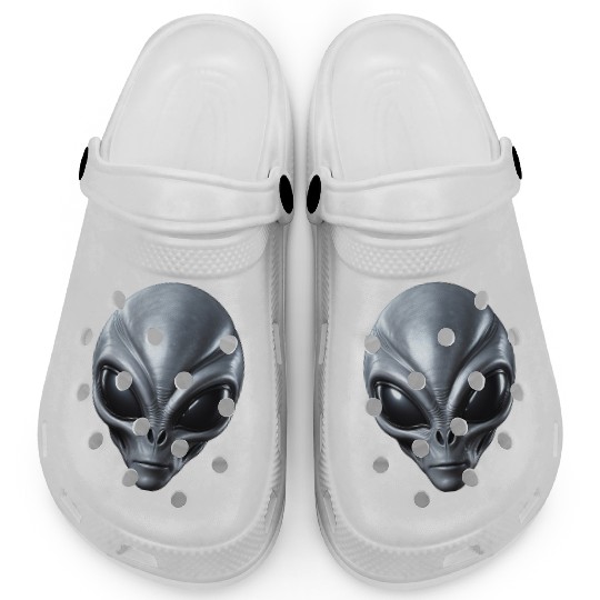 Real Grey Alien Extraterrestrial Face Clogs