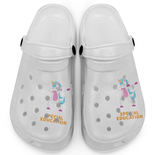 Special education teacher dabbing unicorn Clogs