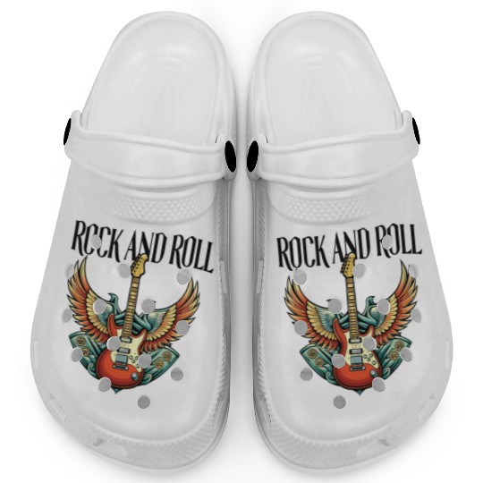 Vintage Retro 80s Rock Roll Music Guitar Wing Clogs