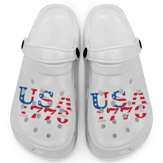 USA Established 1776 Stars Red White Blue Clogs
